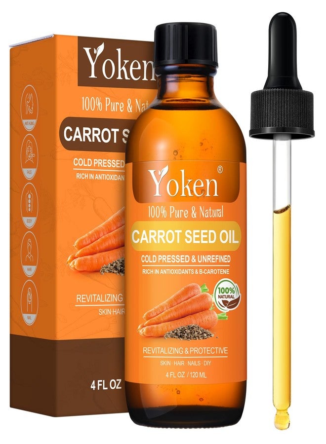 Yoken Cold Pressed Carrot Seed Oil 4 fl oz - 100% Pure and Natural Carrier Oil for Skin & Hair, Lightweight Facial & Scalp Oil, Gua Sha, DIY Blends, Massage - Image 1