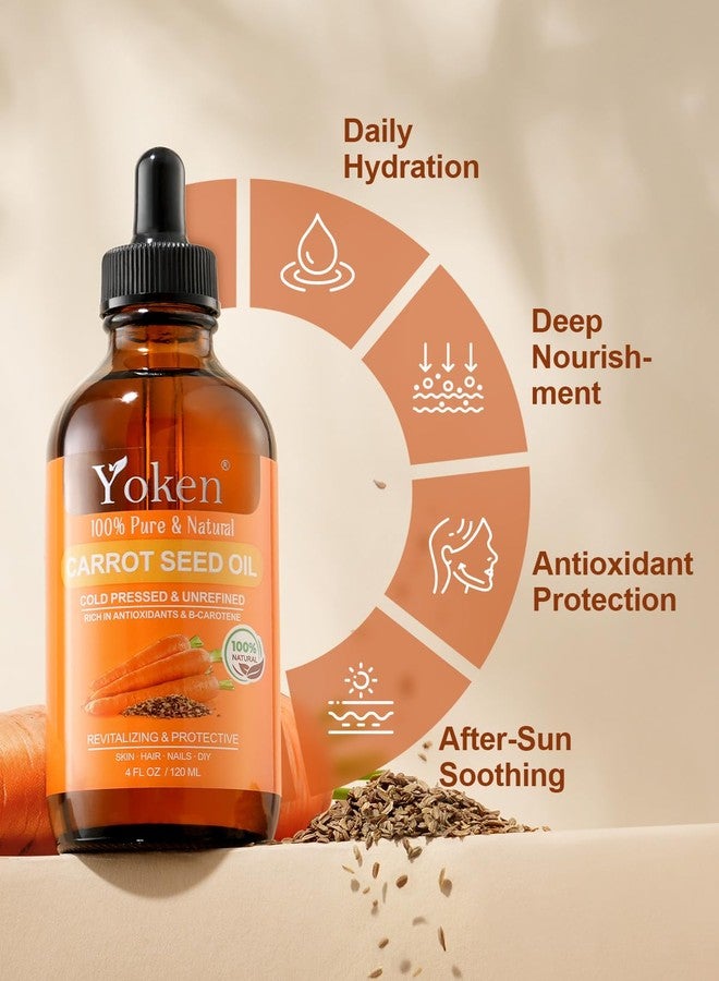 Yoken Cold Pressed Carrot Seed Oil 4 fl oz - 100% Pure and Natural Carrier Oil for Skin & Hair, Lightweight Facial & Scalp Oil, Gua Sha, DIY Blends, Massage - Image 4