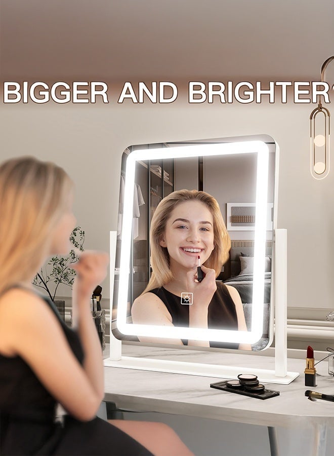 WALALLA Vanity Mirror with Lights - 38×32×7cm LED Lighted Makeup Mirror, Large Makeup Mirror with Lights, Touch Screen with 3-Color Lighting, 360° Rotating & Dimmable, Aluminium Alloy Frame, for Vanity Desk Tabletop, Bedroom Bathroom - Image 4