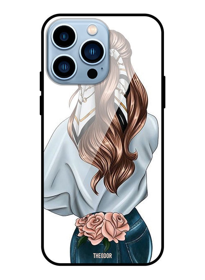 Theodor Protective Tempered Glass Case Cover For Apple iPhone 13 Pro Pink Rose Girl - Image 1