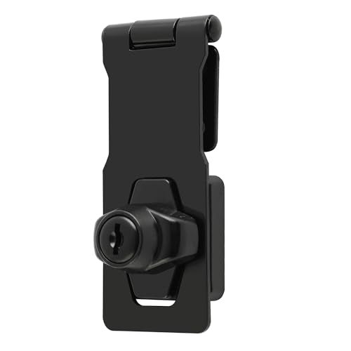 Alise Keyed Hasp Lock4 Inch Safety Packlock Clasp Hasps LatchBlack Door Hinge Lock with Keys Keyed Locking Hasps for CabinetClosetDrawer BarnFenceGarage Doors - Image 1