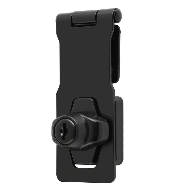 Alise Keyed Hasp Lock4 Inch Safety Packlock Clasp Hasps LatchBlack Door Hinge Lock with Keys Keyed Locking Hasps for CabinetClosetDrawer BarnFenceGarage Doors - Image 2