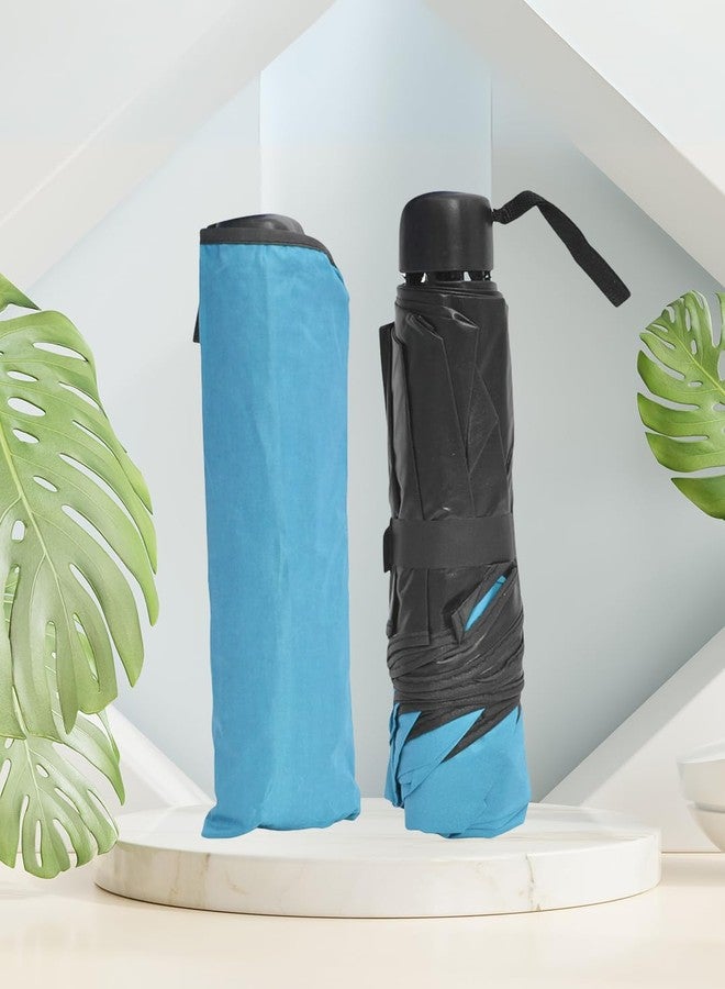 FABINALIV Sky Blue Solid Waterproof Compact 3 Fold Magic Umbrella With Cover (FLUB-1030-SBlue) - Image 2
