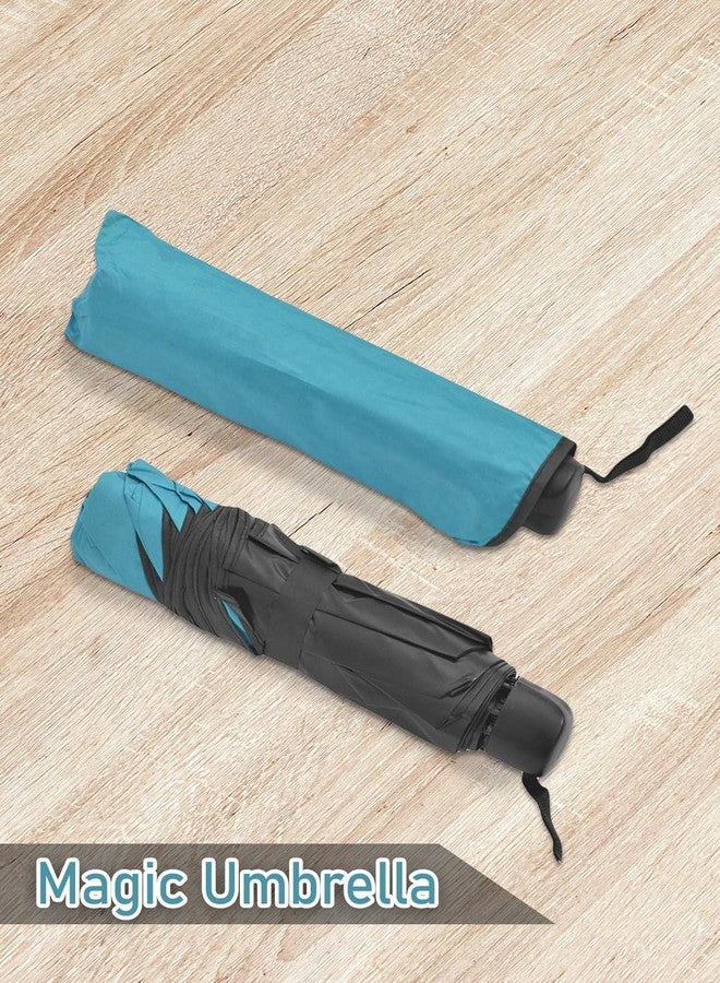 FABINALIV Sky Blue Solid Waterproof Compact 3 Fold Magic Umbrella With Cover (FLUB-1030-SBlue) - Image 3