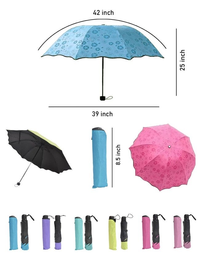 FABINALIV Sky Blue Solid Waterproof Compact 3 Fold Magic Umbrella With Cover (FLUB-1030-SBlue) - Image 5
