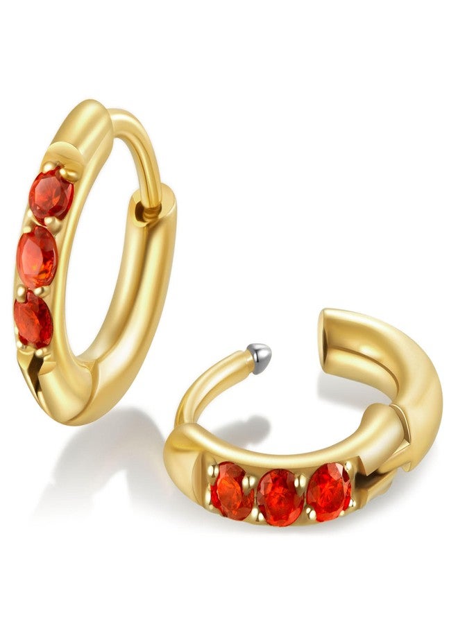 showself Hypoallergenic Unisex Surgical Steel Small Cubic Zirconia Huggie Hoop Earring, Color Gold - Silver - Rose Gold - Black - Rainbow, Size 6mm- 12mm Safe for Sensitive Ear, 6mm, Cubic Zirconia Stainless - Image 1