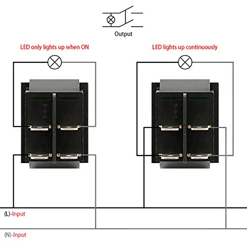 Heschen Rocker Switch ON-Off DPST 4 Terminals Red Light 16A 250VAC with Waterproof Cover - Image 3