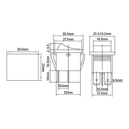 Heschen Rocker Switch ON-Off DPST 4 Terminals Red Light 16A 250VAC with Waterproof Cover - Image 2