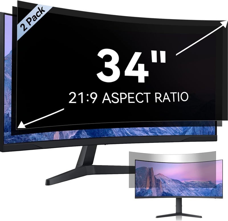 Mamol [2-Pack] 34 Inch Computer Privacy Screen for 21:9 Aspect Ratio Widescreen Monitor, Eye Protection Anti Glare Blue Light Computer Monitor Privacy Filter, Removable Anti-Scratch Screen Protector Film 34 - Image 1