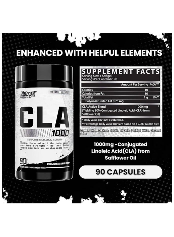 Nutrex Research CLA 90 Soft Gels - 1000mg Conjugated Linoleic Acid Active Blend From Safflower Oil - Image 2