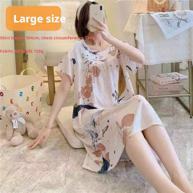 Pleated Nightgown for Women Summer Sweet Casual Sleep Dress - Image 4