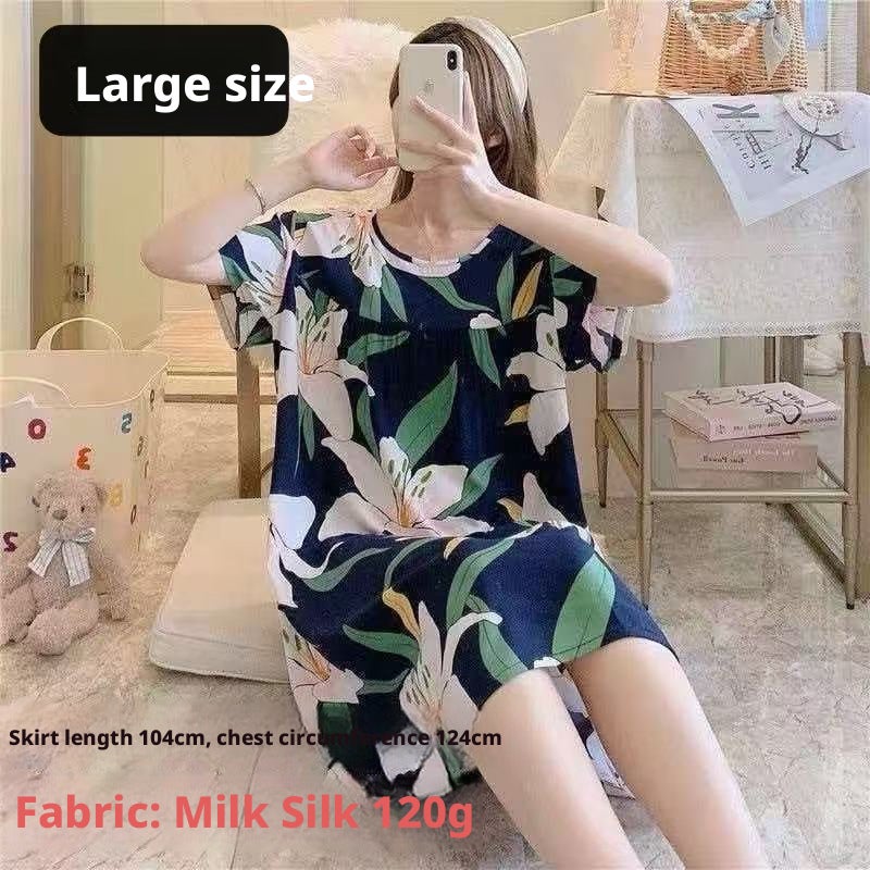 Pleated Nightgown for Women Summer Sweet Casual Sleep Dress - Image 3