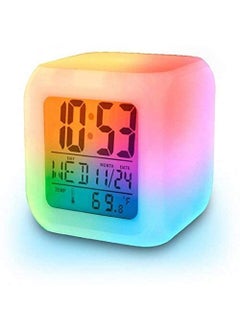 YKXIMS SK Trades Screen 7 Colour Changing Alarm Clock with Date Time Temperature for Home Battery Operated Clock