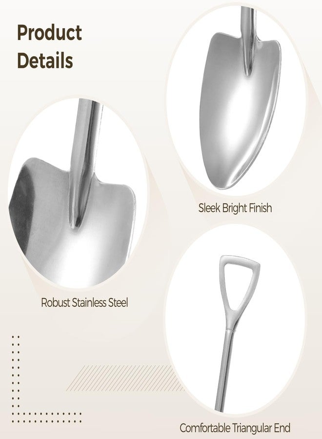 Varku 100 Pcs Shovel Spoons, Stainless Steel Dessert Spoons, Reusable Shovel-Shaped Spoon, Tablespoons with Smooth Surface for Parties, Events, Takeout, Convenient for Small Food and Treats - Image 3