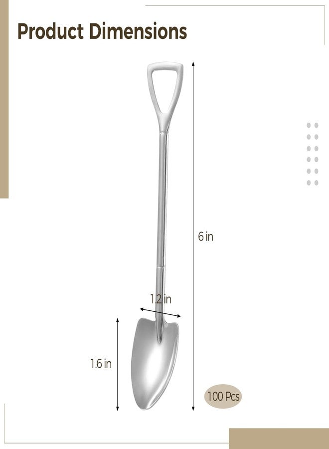 Varku 100 Pcs Shovel Spoons, Stainless Steel Dessert Spoons, Reusable Shovel-Shaped Spoon, Tablespoons with Smooth Surface for Parties, Events, Takeout, Convenient for Small Food and Treats - Image 5