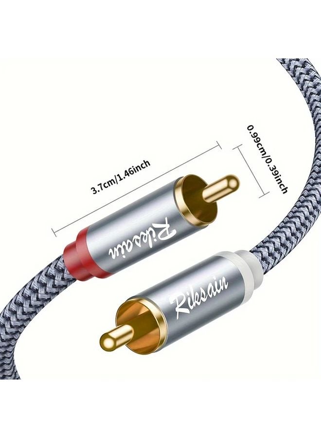 Shielded Nylon Braided 3m RCA Audio Cable Male to Male for Subwoofer Home Theater - Image 2