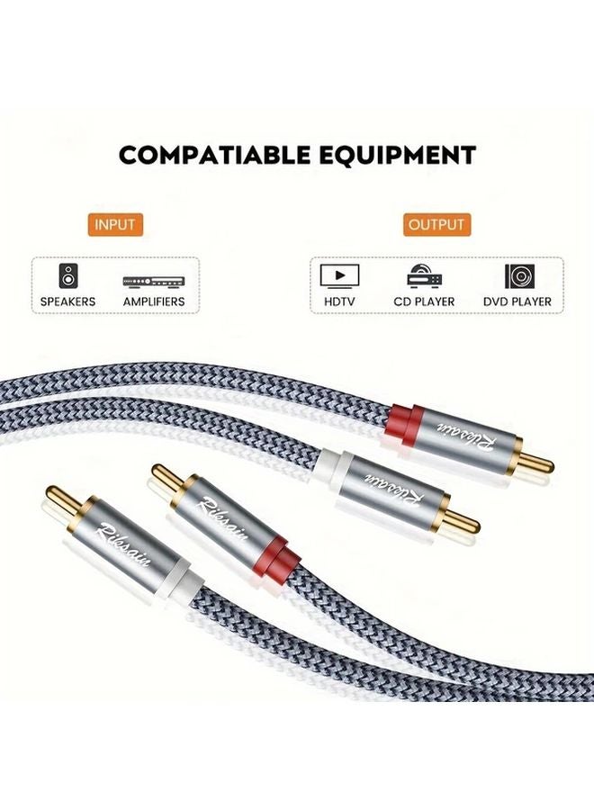 Shielded Nylon Braided 3m RCA Audio Cable Male to Male for Subwoofer Home Theater - Image 4