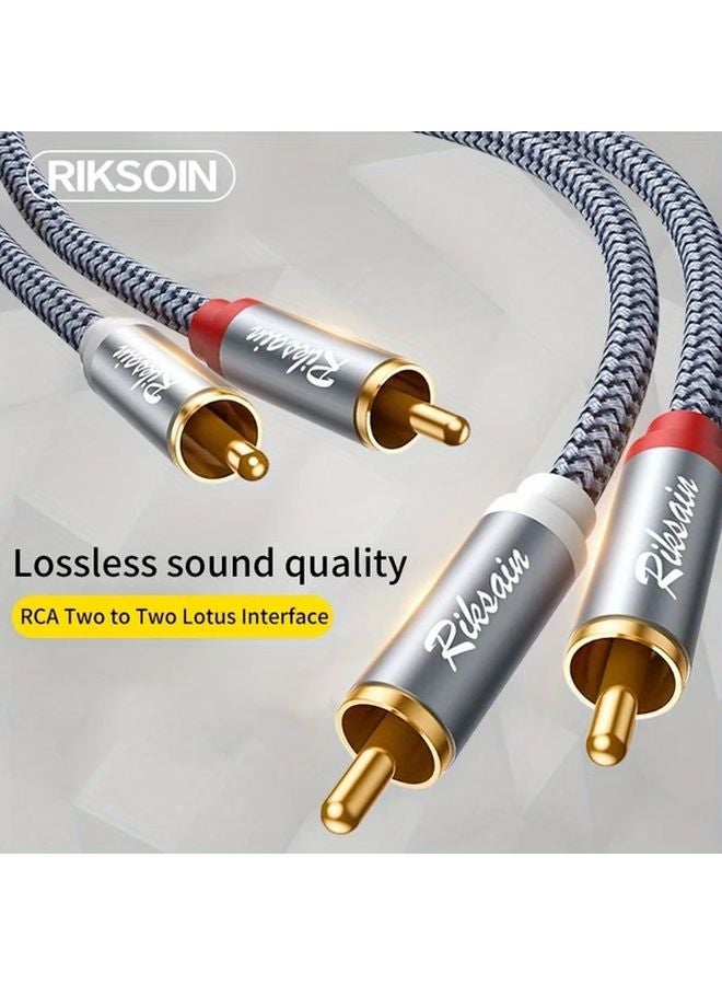 Shielded Nylon Braided 3m RCA Audio Cable Male to Male for Subwoofer Home Theater - Image 1