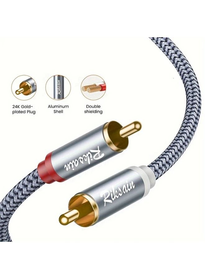 Shielded Nylon Braided 3m RCA Audio Cable Male to Male for Subwoofer Home Theater - Image 5