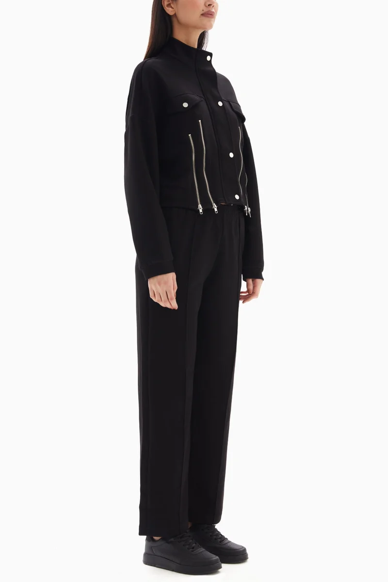 Wecre8 Black Zipper Set of Jacket and Trousers By WECRE8