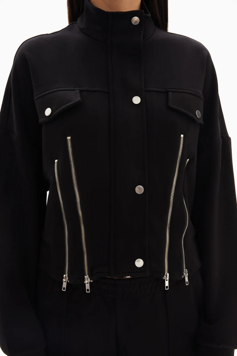 Wecre8 Black Zipper Set of Jacket and Trousers By WECRE8