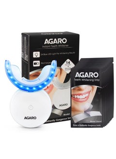 Dazzle Instant Teeth Whitening Kit With 14 Pcs Strips, Manual Dental Whitening Kit For Adults, Oral Care, 24 Blue Led Light, Rechargeable, Removes Teeth Stains, Non Sensitive, Gentle & Safe