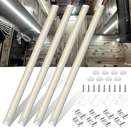 WELLUCK 12V Interior LED Light Bar, 1600LM COB Interior Light Strip w/Switch for Car, Trailer, Truck Bed, Van, RV, Cargo, Boat, Cabinet, Slim Enclosed Trailer Lights Fixture, 12 Volt Led Lighting - Image 1