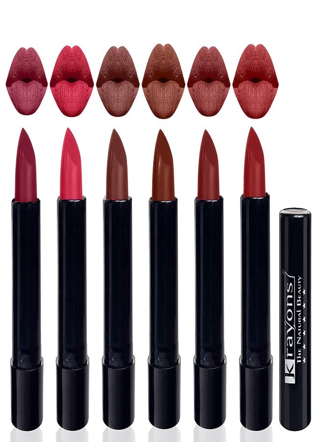 Krayons Cute Pop Moisturizing Matte Lipstick, Waterproof, 3.5gm Each, Multicolor (Pack of 6) - Image 1