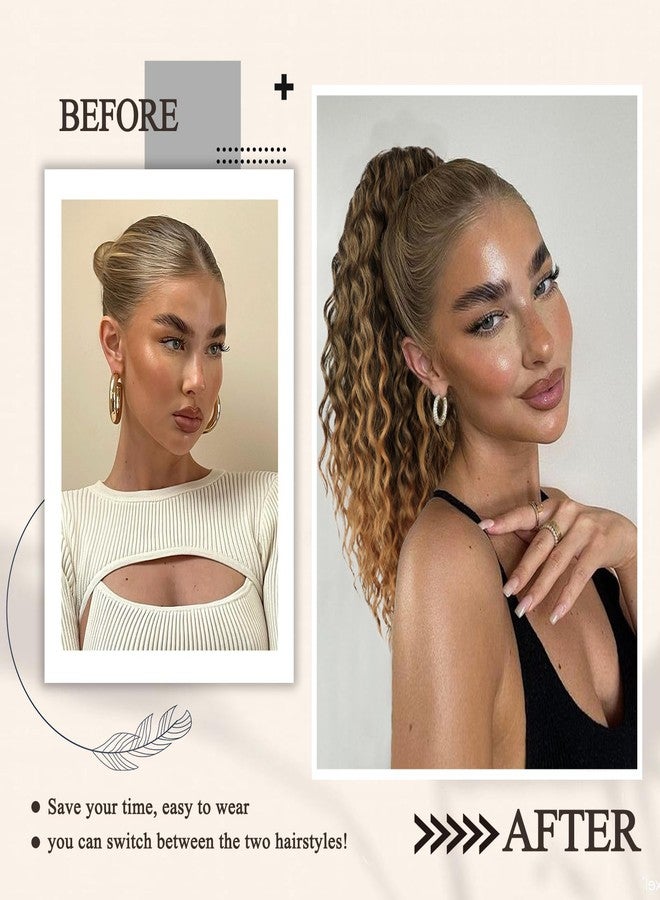 FREEMEIGE Drawstring Ponytail Ponytail Extension Curly Ponytail Extension for Black Women 16Inch Long Curly Wavy Synthetic Ponytails Extension for Women - Image 2