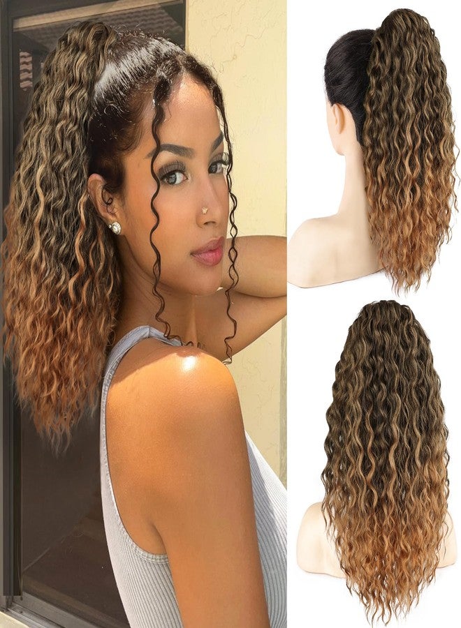 FREEMEIGE Drawstring Ponytail Ponytail Extension Curly Ponytail Extension for Black Women 16Inch Long Curly Wavy Synthetic Ponytails Extension for Women - Image 1