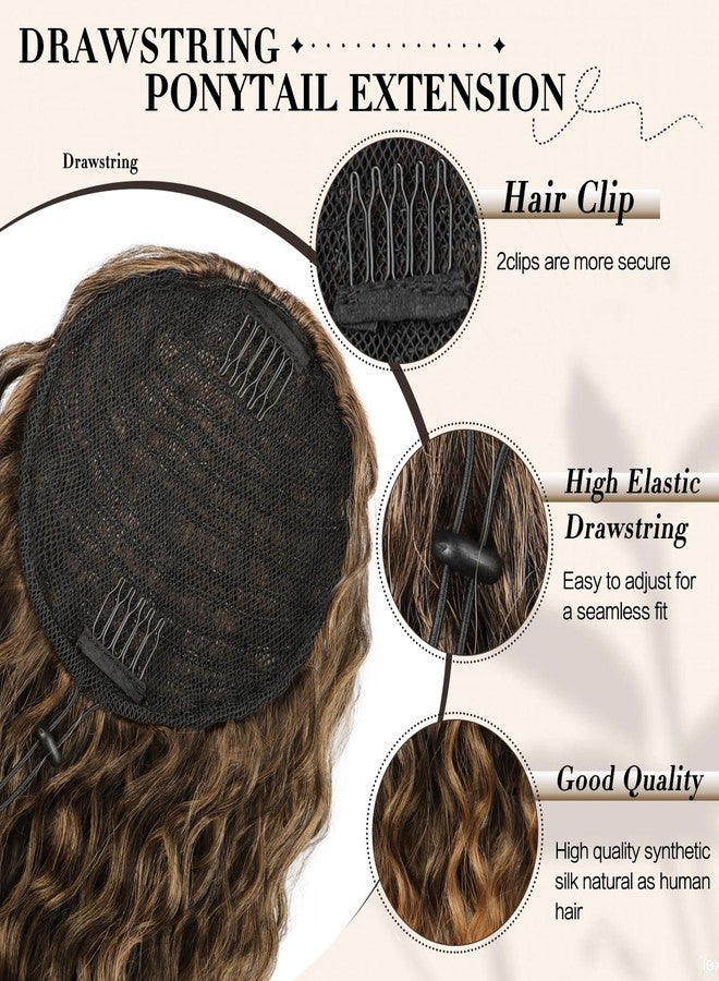 FREEMEIGE Drawstring Ponytail Ponytail Extension Curly Ponytail Extension for Black Women 16Inch Long Curly Wavy Synthetic Ponytails Extension for Women - Image 3