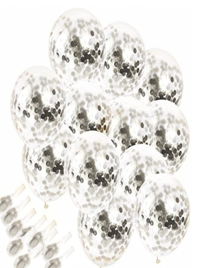 AMFIN® (Pack of 10) Transparent Balloons Bouquet Combo with Re Filled Silver Confetti & Ribbons for Anniversary, Birthday, Baby Shower, Valentine Day Party Decoration Balloon Bunch - Silver - Image 4