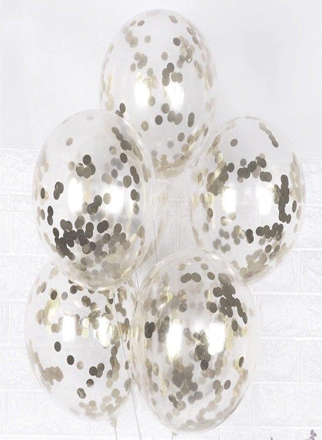 AMFIN® (Pack of 10) Transparent Balloons Bouquet Combo with Re Filled Silver Confetti & Ribbons for Anniversary, Birthday, Baby Shower, Valentine Day Party Decoration Balloon Bunch - Silver - Image 1