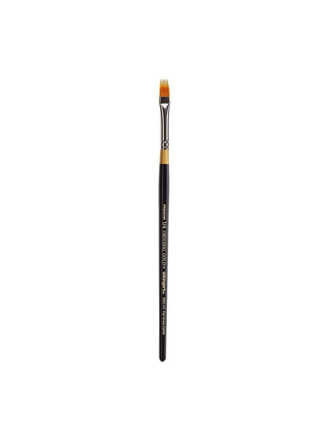 KINGART Premium Original Gold 91201/4 Rake Series Artist Brush Golden Taklon Synthetic Hair Short Handle For Acrylic Watercolor Oil And Gouache Painting Size 1/4  - Image 1