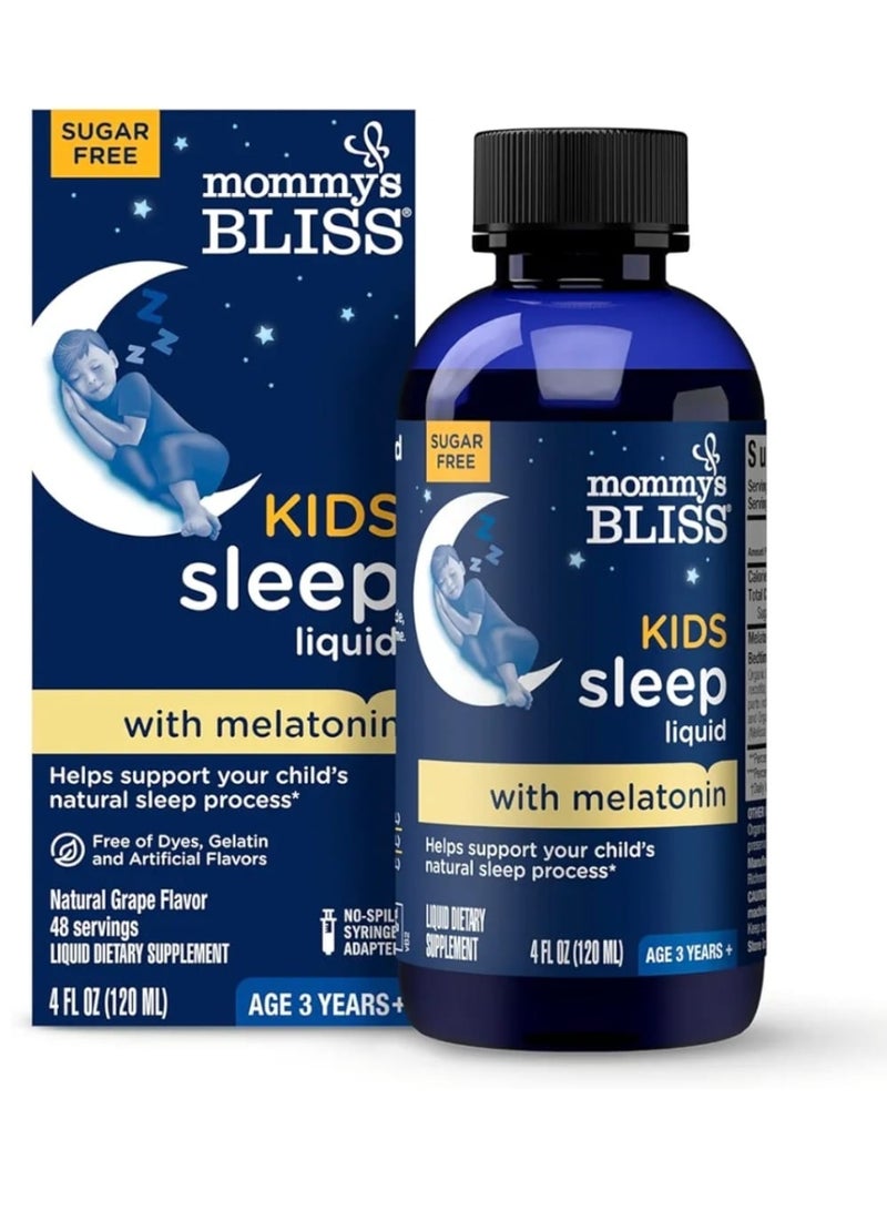 Mommy's Bliss Kids Sleep Liquid Melatonin Kids 3 Yrs + Natural Grape 4 fl oz (120 ml) - Image 1