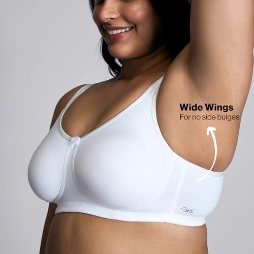 NYKD Encircled with Love Everyday Cotton Bra for Women Non Padded, Wirefree, Full Coverage - Side Support Shaper - Bra, NYB169, WHITE, 36D, 1N - Image 4