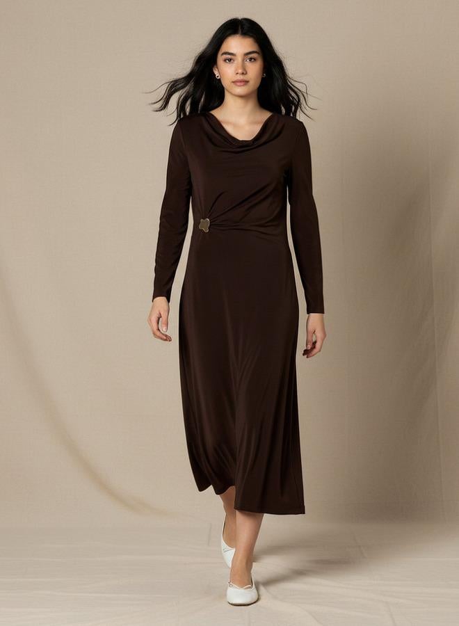 2Xtremz Midi A line Dress with Cowl Neck - Image 1