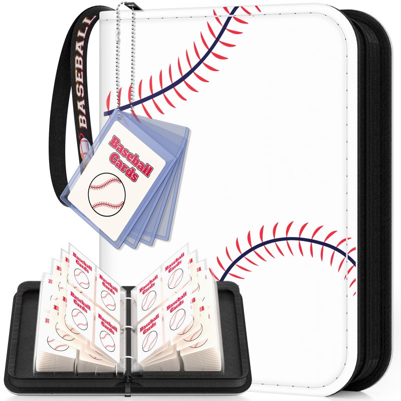 Mlikero Baseball Card Binder 440 Pocket Trading Card Binder with Card Display Design Premium Basketball Card Holder with Sports Pattern Wristband Fit for Baseball Cards 2026 - Image 2
