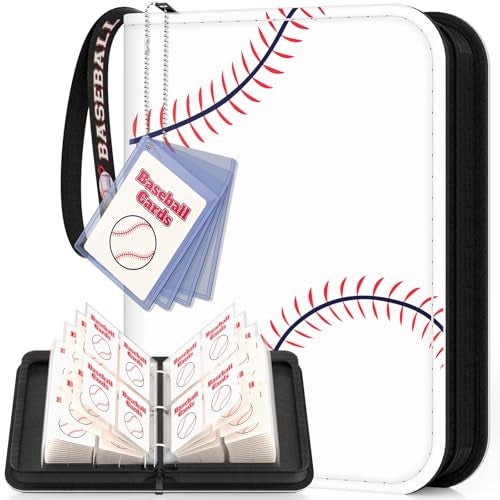 Mlikero Baseball Card Binder 440 Pocket Trading Card Binder with Card Display Design Premium Basketball Card Holder with Sports Pattern Wristband Fit for Baseball Cards 2026 - Image 1