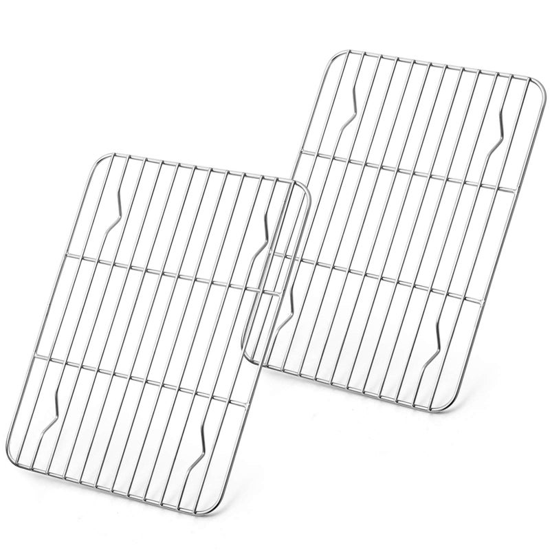 Efar Small Baking Rack Set of 2 Stainless Steel Metal Roasting Cooking Racks Size  86x62 Non Toxic  Rust Free Fit for Small Toaster Oven Dishwasher Safe