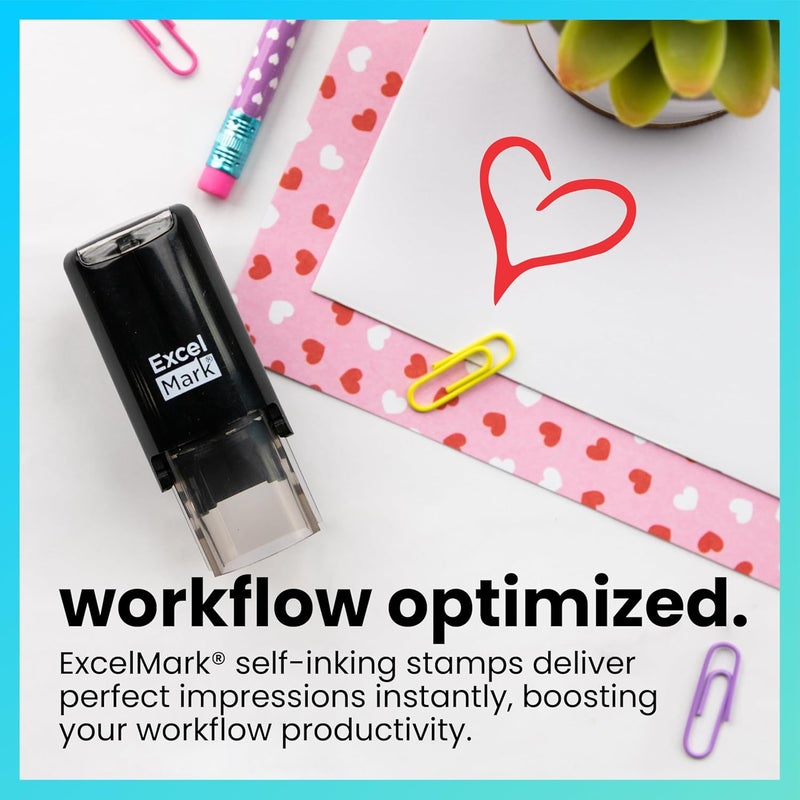 ExcelMark Valentine's Day Rubber Stamp - Heart Design with Red Ink - Image 2