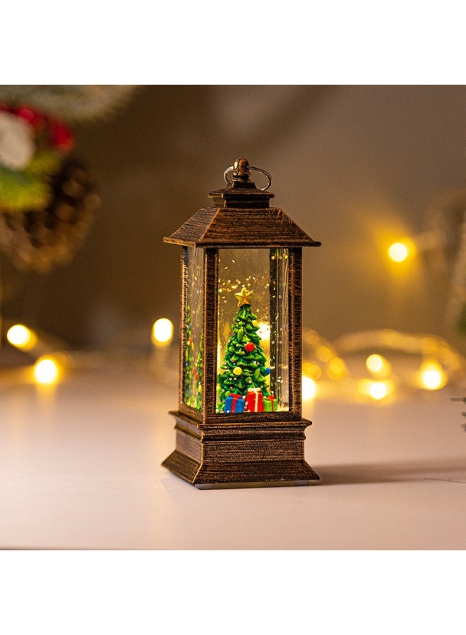 فانوس زينة عيد الميلاد الثلجي (مشهد شجرة الكريسماس) - هدية وديكور احتفالي - إضاءة بيضاء دافئة - Image 1
