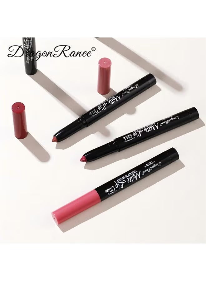 Dragon Ranee 3 Pieces Matte Lipstick Pen，Nude Matte Lipstick Set,Matte Lipstick,Matte Lip Gloss,Velvet Lipstick Matte Lip Stain,Long Lasting Waterproof Lip Gloss Lipstick for Women Makeup,#D - Image 4