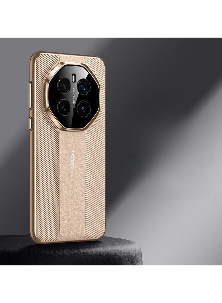Case Compatible with Honor Magic 7 Pro Case Luxury Plain Leather Case PC Frame Camera Lens Protection Anti-Fingerprint Protective Cover