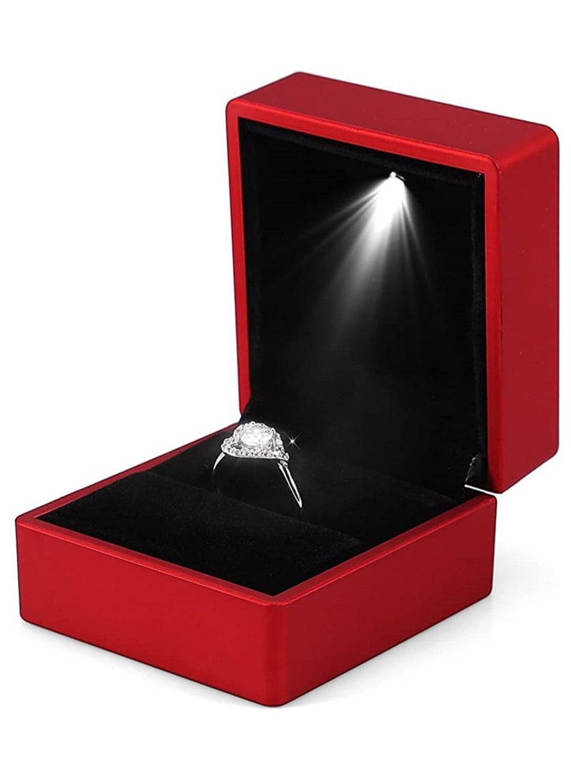 خاتم الخطوبة أدى ضوء خاتم مربع مجوهرات هدية مربع ( الأحمر ) - Image 1