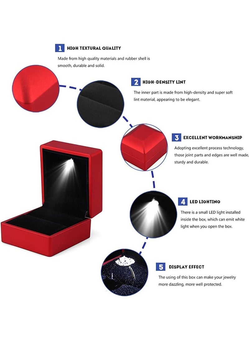 خاتم الخطوبة أدى ضوء خاتم مربع مجوهرات هدية مربع ( الأحمر ) - Image 4