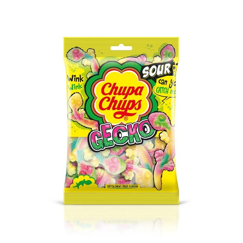 Chupa Chups Sour Gecko Mixed Fruit Jellies Sour Sugar Coating- 90gms