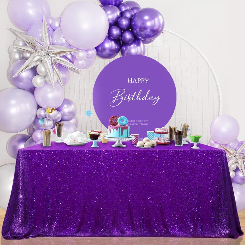 B.Cool Sparkly Purple Sequin Tablecloth Mermaid Tablecloth Halloween Glitter Table Overlay Bridal Shower Decorations Christmas Rectangular Tablecloths 50x80 Inch - Image 4