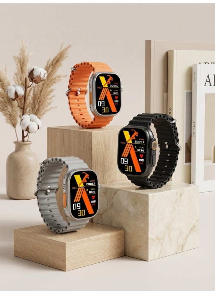 ساعة ذكية ألترا 3، ساعة ذكية للتمرين، ساعة لياقة بدنية مقاومة للماء، مكالمات بلوتوث، متوافقة مع أندرويد وIOS، شاشة TFT، مراقبة معدل ضربات القلب، لون أسود - Image 3