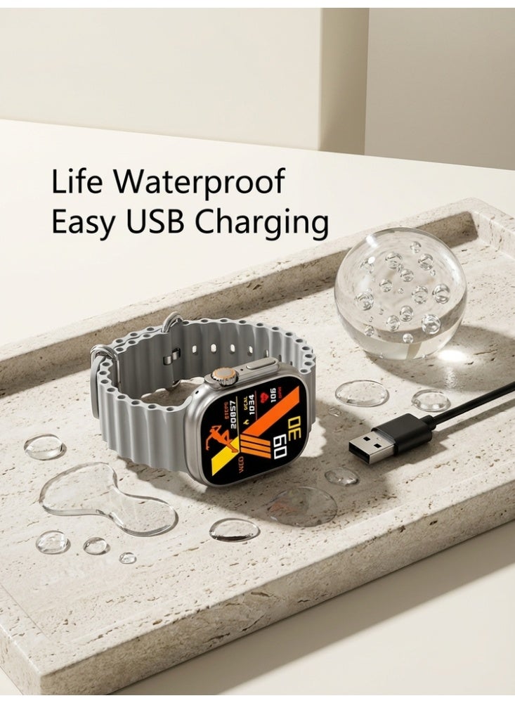 ساعة ذكية ألترا 3، ساعة ذكية للتمرين، ساعة لياقة بدنية مقاومة للماء، مكالمات بلوتوث، متوافقة مع أندرويد وIOS، شاشة TFT، مراقبة معدل ضربات القلب، لون أسود - Image 5